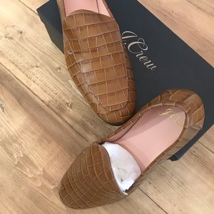J. Crew Croc Embossed Leather Smoking Slipper